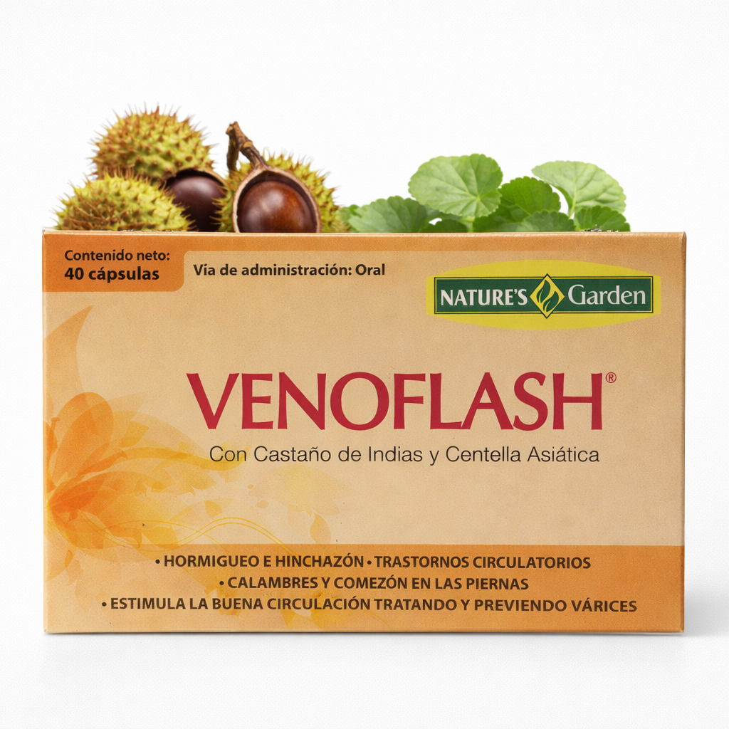 Venoflash con Castaño de Indias y Centella Asiática (40 Cápsulas) - Nature's Garden