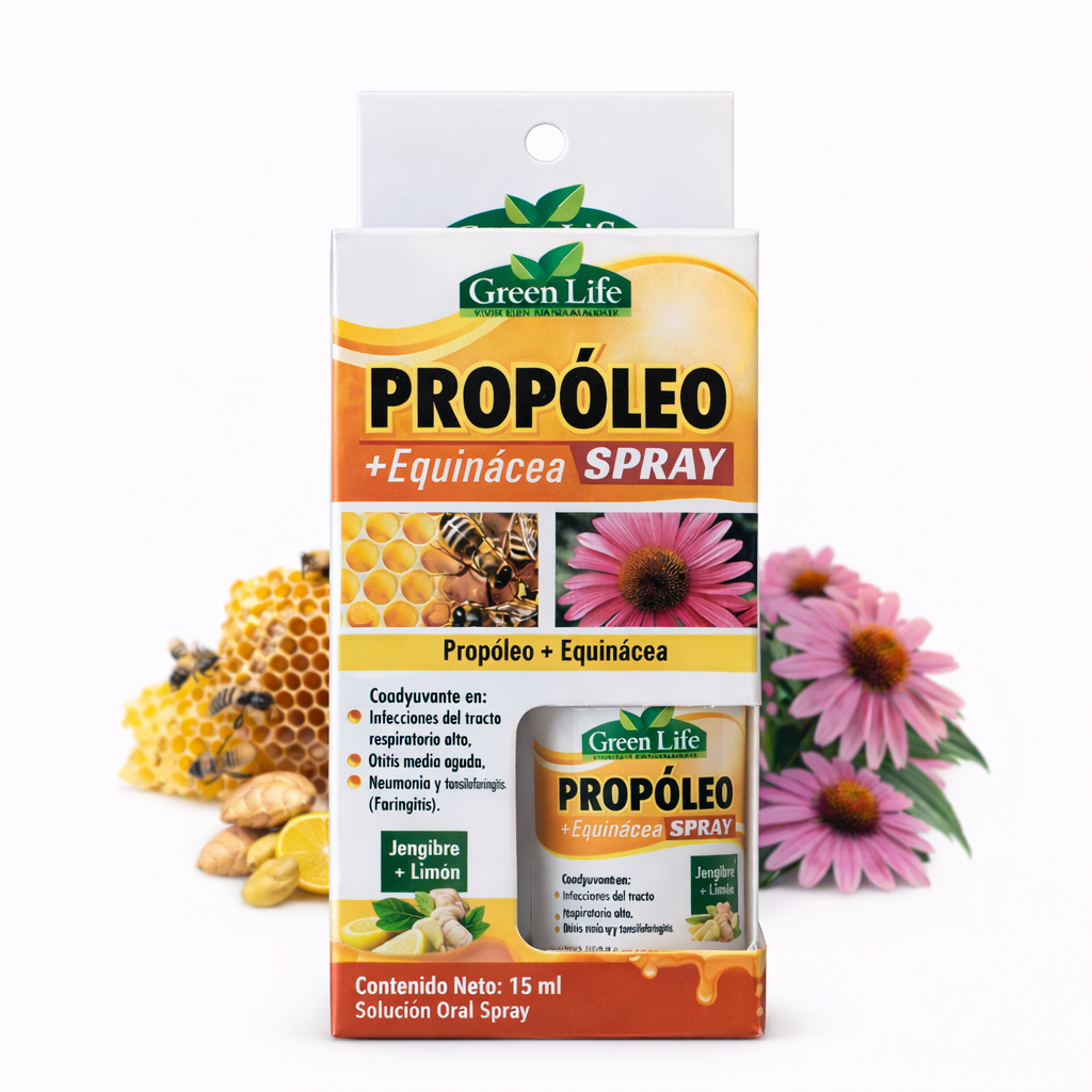 Propóleo + Equinácea Spray con Jengibre y Limón (15 ml) - Green Life