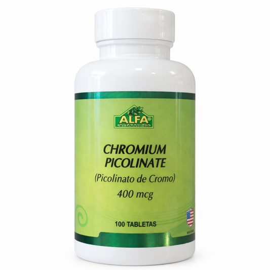 Suplemento de Picolinato de Cromo 400 mcg (100 Tabletas) - ALFA Vitamins