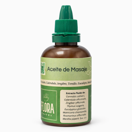 Aceite de Masaje Botánico (Cannabis, Caléndula, Jengibre y más) - Flora Pharma