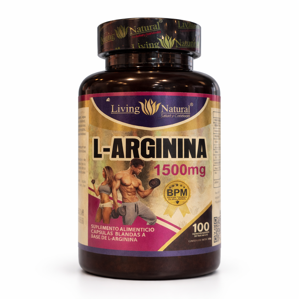 L-Arginina 1500 mg (100 Cápsulas Blandas) - Living Natural