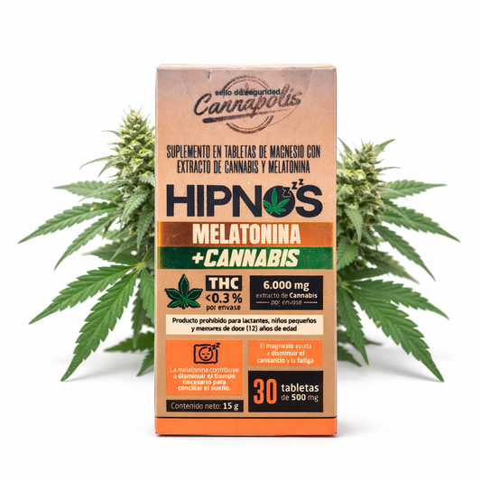 Hipnos Melatonina + Cannabis + Magnesio (30 Tabletas) - Cannapolis