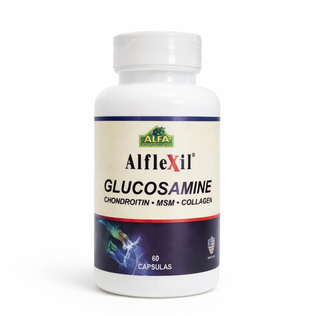 Alflexil: Glucosamina, Condroitina, MSM y Colágeno (60 Cápsulas) - ALFA Vitamins