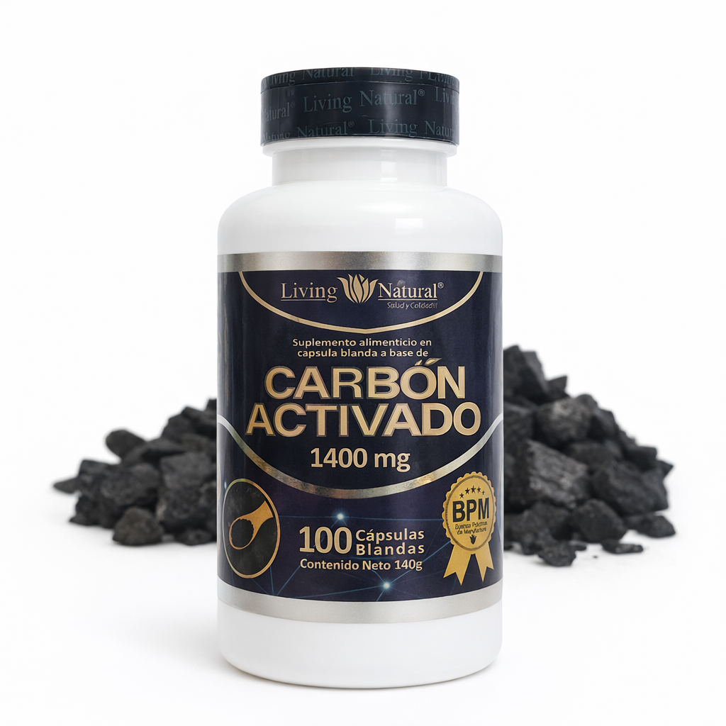 Carbón Activado 1400 mg (100 Cápsulas Blandas) - Living Natural