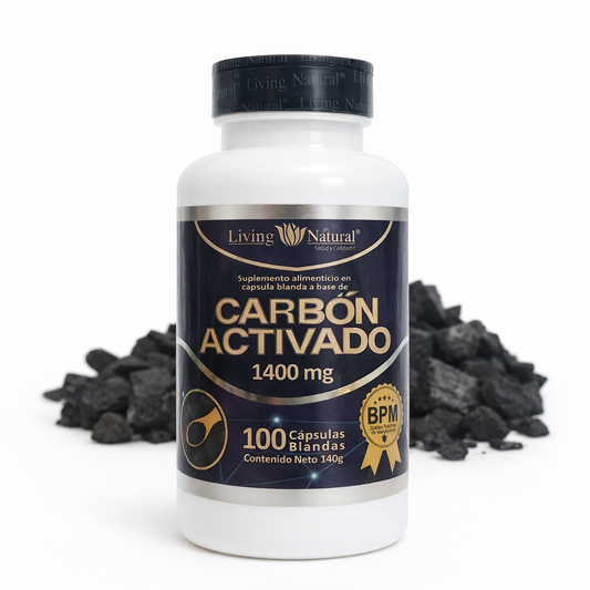 Carbón Activado 1400 mg (100 Cápsulas Blandas) - Living Natural