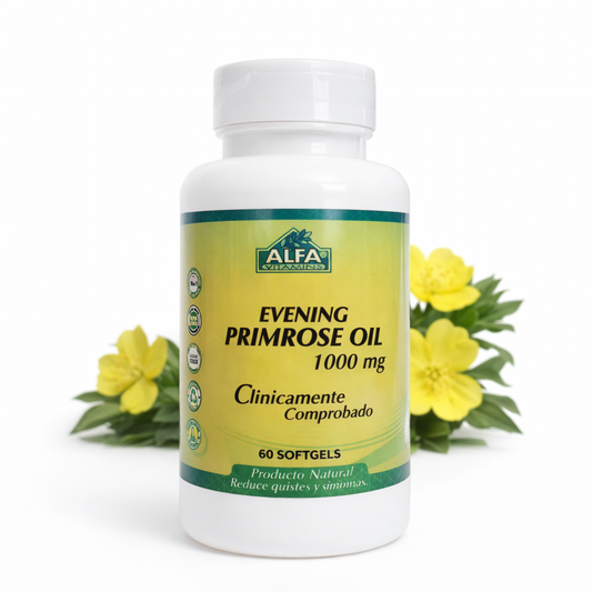 Aceite de Onagra (Evening Primrose Oil) 1000 mg (60 Cápsulas Blandas) - ALFA Vitamins