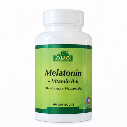 Melatonin + Vitamin B-6 (Melatonina + Vitamina B6) (60 Cápsulas) - ALFA Vitamins